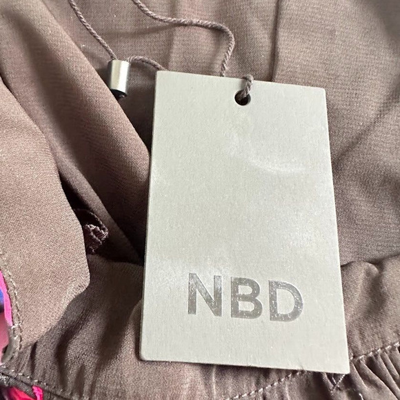 NBD Revolve Dress XL Josefien Ruched Multi Color Dot Print Midi Black Sleeveless - Picture 9 of 11